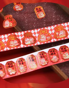 Detail van Chinese Nieuwjaar washi-tape met goudgestempelde gelukskarakter stickers