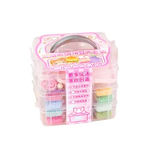 Large three-layer fuse bead DIY craft kit with colorful beads and portable storage box