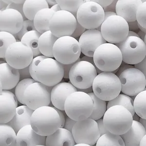 Close-up detail of 8mm matte white acrylic spacer beads for DIY jewelry making projects.
