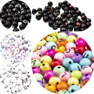 8mm Acrylic Alphabet Beads DIY Colorful English Letter Round Spacer Beads For Jewelry Making Bracelet Necklace Kids Crafts