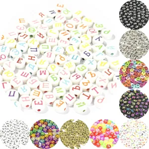 Perline in Acrilico con Lettere Cirilliche Piatte Rotonde Alfabeto Russo Moneta Perline Distanziatrici Sciolte per la Creazione di Gioielli Braccialetti Fai da Te Collane Accessori per Artigianato Educativo
