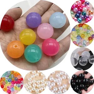 Acrylic Round Beads Jelly Transparent Mixed Color Pearl Beads For DIY Jewelry Making Handmade Bracelet Necklace Accessories