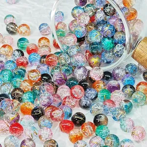 Perline in Vetro Lampwork Stile Cinese Bicolore Spazzolato Crackle Perline Assortite Multicolore Per Gioielli Fai da Te Bracciale Collana Accessori