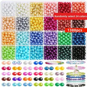 1388τμχ ABS πέρλες 6mm σε 24 χρώματα για κατασκευή DIY βραχιολιών και κολιέ χειροτεχνίας