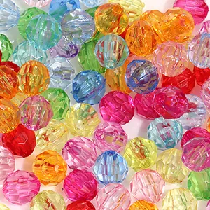 Assorted colorful faceted acrylic jelly beads for DIY jewelry making and crafting.