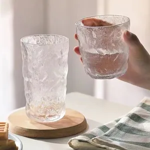 Glacier texture glass cups for water beer milk coffee with minimalist lifestyle design