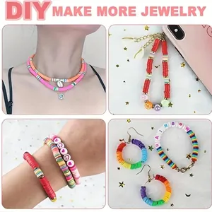 Farbiges Polymer-Ton-Perlen-Set für DIY-Regenbogen-Armbänder und Halsketten für Kinder.