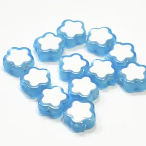 Blue and white acrylic flower beads for DIY jewelry making and children's craft sets.