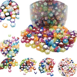 Acrylic Bead-in-Bead Butterfly Star Heart Loose Beads For DIY Kids Jewelry Making Set Colorful Craft Beads Bulk Supplies