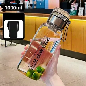 1000ml Glas-Wasserflasche mit hohem Fassungsvermögen, Tee-Infuser und Schutzhülle