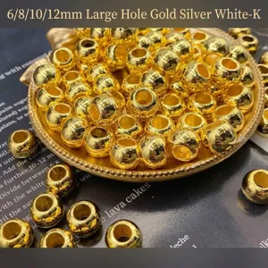 Perline sfuse CCB rotonde placcate in oro da 6-12mm con foro grande