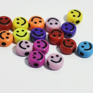 Colorful 7mm acrylic smiley face beads for DIY jewelry making