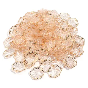 Acryl Blatt Perlen Mit Goldrand Für DIY Schmuckherstellung Vintage Muschel Stil Charms Handyhülle Dekoration Basteln