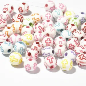 8mm colorful acrylic cross beads for DIY jewelry making