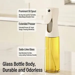 Soda-lime glass oil spray bottle with ergonomic 45-degree mist sprayer for kitchen