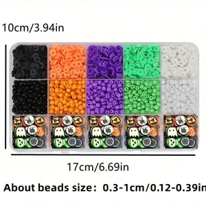 Detail of 2000pcs Halloween clay beads jewelry making kit in plastic box container