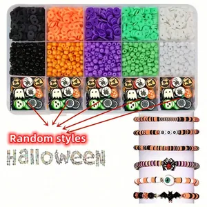 2000pcs Halloween clay bead bracelet making kit with pumpkin ghost charms for DIY jewelry