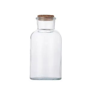 Hucha minimalista de cristal grueso transparente con tapón de corcho para ahorros