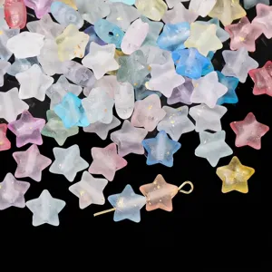 Frosted pastel pentagram star beads with gold foil for DIY jewelry and phone chains
