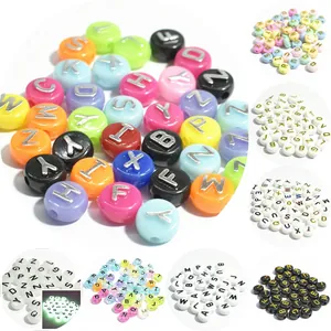 Perline Alfabeto in Acrilico Faccina Sorridente Tonde Piatte Perline Sciolte per Creazione Braccialetti Fai da Te Accessori per Gioielli Artigianali