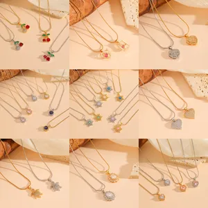 Eleganti collane in rame CZ oro e argento con motivi a ciliegia cuore e tartaruga