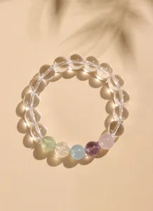 Detaillierte Ansicht von Bergkristall-Armband mit Amethyst- und Aquamarinperlen