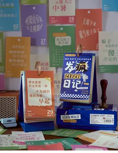 Detailed view of 2026 Crazy Diary desk calendar with humorous Chinese typography