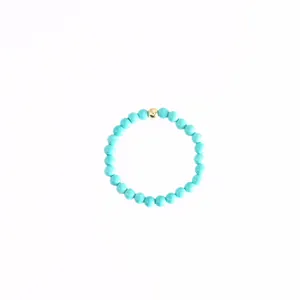 Handmade minimalist turquoise bead ring with a 14k gold-filled bead accent for women