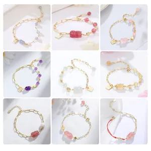 Natuurlijk Kristal Pixiu Armband Voor Vrouwen Niche-ontwerp Aardbeienkwarts Amethist Maansteen Kralenketting Armband Sieraden Cadeau