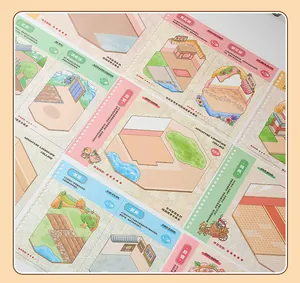 Detailed view of DIY miniature ancient Chinese palace room stickers and collage book pages
