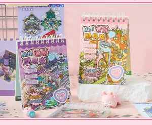 Detailansicht DIY 3D Miniaturlandschaft Spiralstickerbuch mit süßen Illustrationen