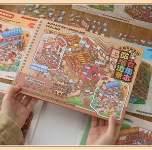 Detailed view of the ancient palace themed miniature landscape collage DIY book cover