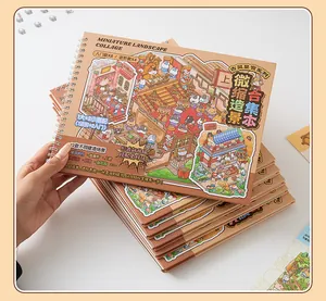 Creative DIY miniature landscape collage book with ancient Chinese palace theme for kids