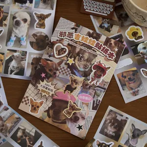 Livre d'Autocollants Chihuahua Malveillant Autocollants Décoratifs Mignons Mèmes de Chiens pour Scrapbooking Journal DIY Collage