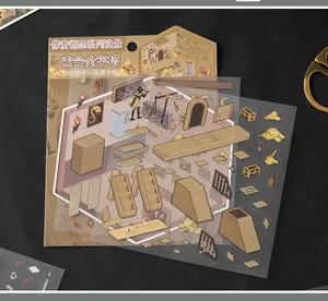 Close-up of pixel horror series 3D DIY stickers with ancient Egyptian pyramid theme
