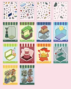 Detailliertes Seitenlayout mit mehreren 3D-Miniatur-Diorama-Stickerbuchseiten für DIY