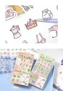 Close-up of cute cartoon bubble frame stickers for scrapbooking and decoration