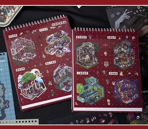 Mikro-Horror-Szene DIY-Stickerbuch mit gruseligen Themen und Voxel-Kunst