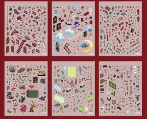 Detaillierte Übersicht der Thriller Town 7.0 kreativen DIY-Mikroszenen-Aufklebersammlung