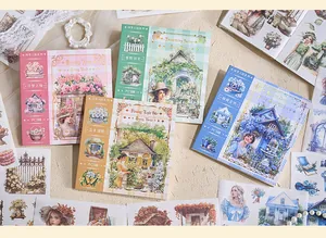 Vintage style dreamy world sticker books for DIY journaling scenery decoration