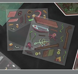 Detailed view of pixel horror theme stickers featuring octopuses and skeletons for DIY art