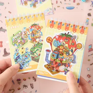 Niedliches 3D-DIY-Miniatur-Szenario-Spiralaufkleberbuch für Scrapbooking, Abenteuerstadt-Thema