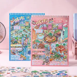 Zaomu Miniature Scenery City Landscape Sticker Book DIY Dimensional Stackable PET Stickers For Children Educational Toy Scrapbooking