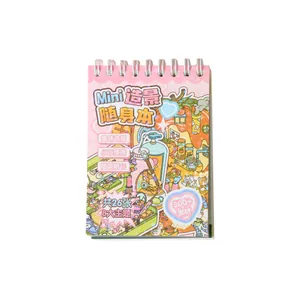 Tragbares Miniatur DIY 3D Aufkleberbuch für Mädchen mit bunten Comic-Szenen Illustrationen
