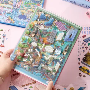 Creative 3D layered city scene sticker book for children's DIY architectural landscape crafts