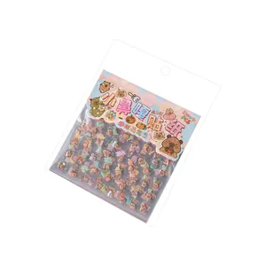 Packaged cute cartoon capybara PET mini stickers for DIY journaling and nail art decoration