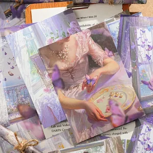 Carte per scrapbooking ad acquerello viola vintage per decorazione di diario creativo DIY