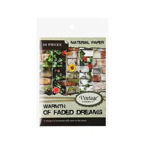 Packaged vintage floral scrapbooking material paper set with brick wall patterns