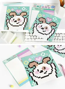 Detail of DIY pixel art stickers featuring cute dog designs from Bubum Island series.