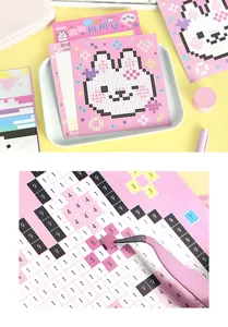 Cute pixel art animal sticker kit with paper mosaic tiles for DIY crafting